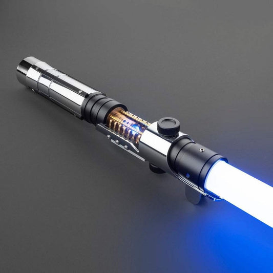 Obi-Wan Kenobi lightsaber replica with blue blade and exposed core detailing