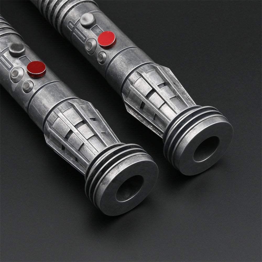 Count Dooku inspired lightsaber hilts with metallic finish and red accent buttons