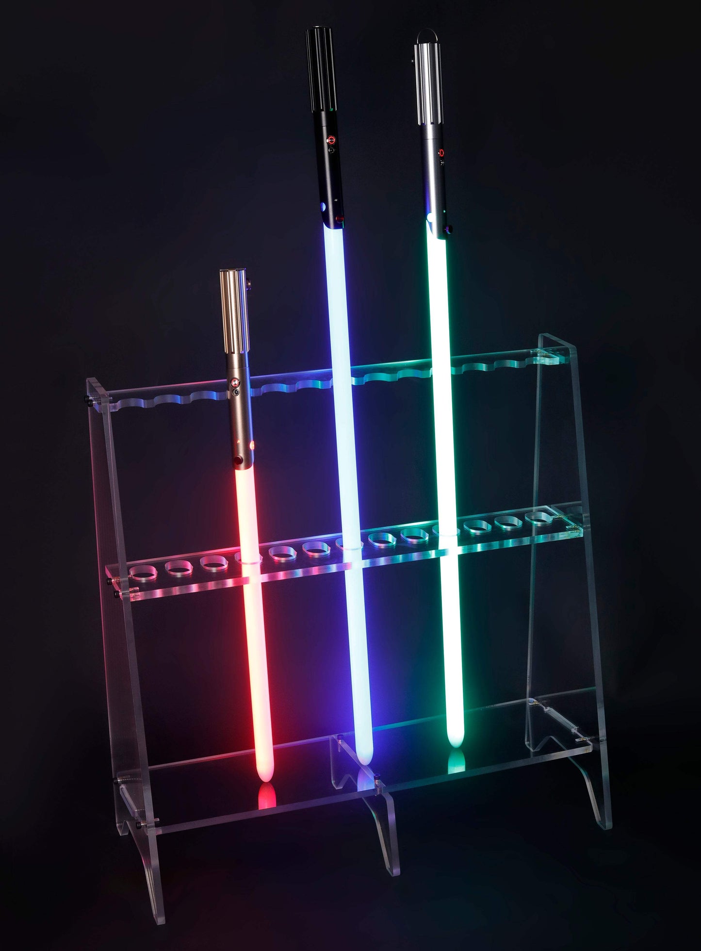 Heavy-Duty Polycarbonate Lightsaber Stand for 13 Lightsabers - Displaystand Galactic Saber Store