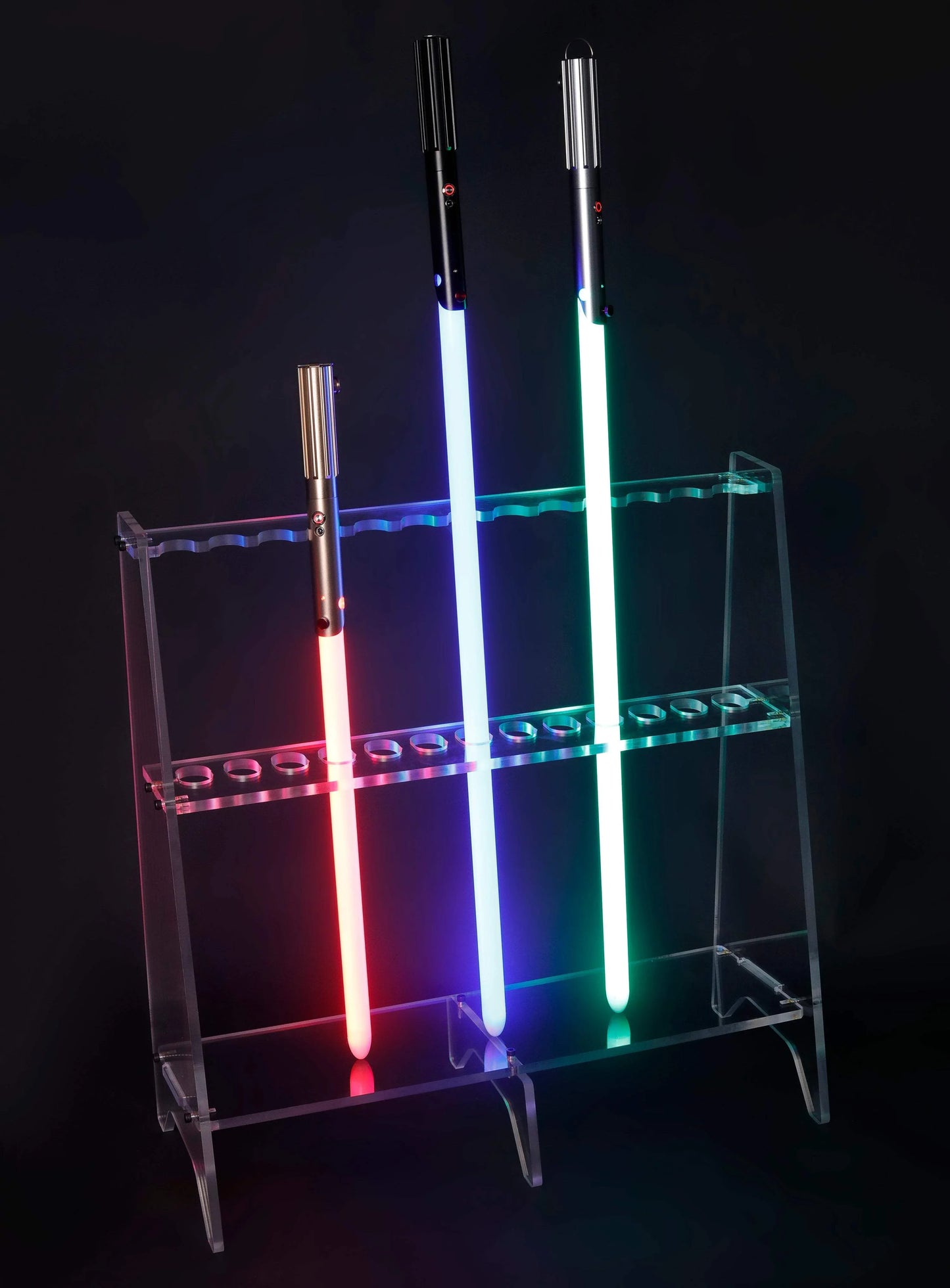 Heavy-Duty Polycarbonate Lightsaber Stand for 13 Lightsabers - Displaystand Galactic Saber Store
