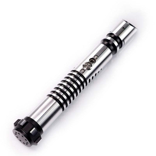 Obi-Wan Kenobi inspired custom lightsaber hilt with silver and black accents, Neopixel compatible
