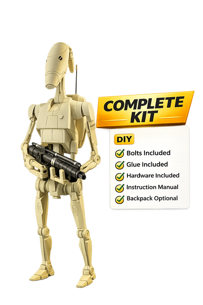 Battle Droid DIY Kit with Blaster, Complete Set Includes Bolts, Glue, Hardware & Manual