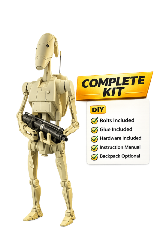Battle Droid DIY Kit with Blaster, Complete Set Includes Bolts, Glue, Hardware & Manual
